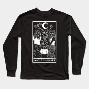 Midnight Margarita Moon - tarot card white line Long Sleeve T-Shirt